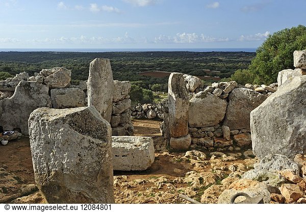 Torre d'en Galmes a Talayotic site on the island of Menorca,  Balearic Islands,  Spain,  Europe.