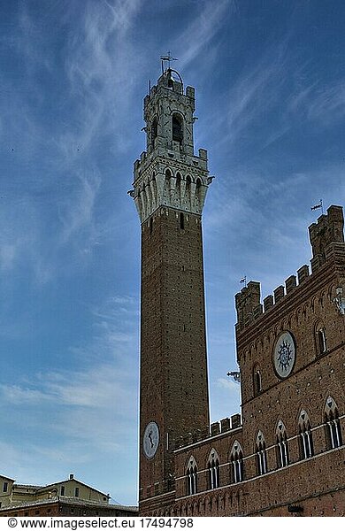 Torre del Mangia am Piazzo del Campo  Siena  Italien  Europa