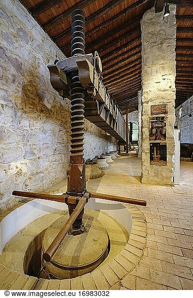 Torre press  Museo de la Cultura del Olivo. Museum Kulturgeschichte des Olivenbaums  Puente del Obispo. Baeza  Provinz Jaen  Andalusien  Südspanien Europa.