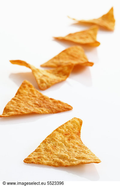 Tortilla chips in a row