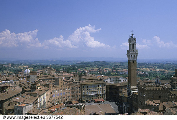 Toskana Siena Blick vom Duomo Nuovo über Piazza del Campo