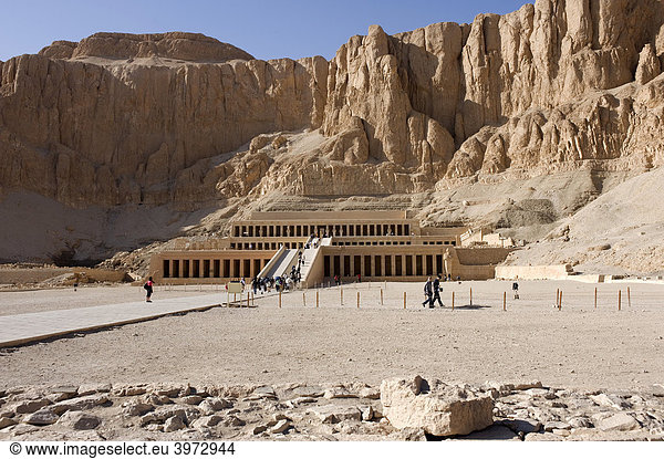 Totentempel der Hatschepsut vor großer Felswand  Theben West  Luxor  Ägypten  Afrika