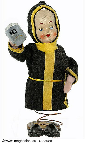 tourism  souvenirs  Munich Kindl  doll  souvenir of the Hofbrauhaus  mechanics with defect coil spring  Munich  Germany  circa 1929