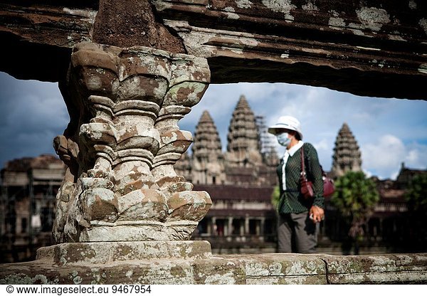Tourist Maske UNESCO-Welterbe Angkor Angkor Wat Kambodscha Siem Reap