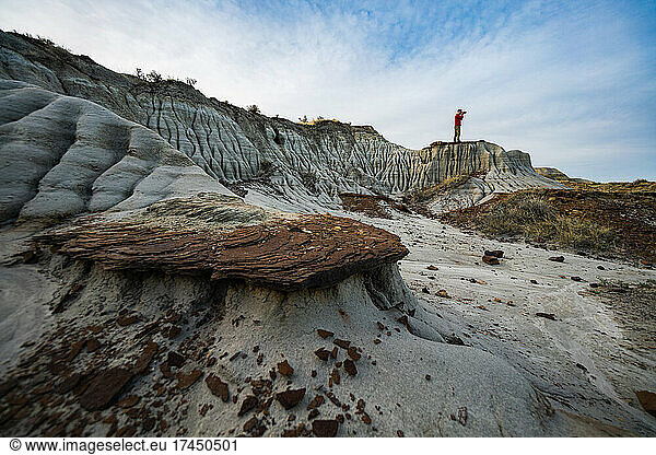 Tourist Photographing Dinosaur Provincial Park Tourist Photographing tourist-photographing-dinosaur-provincial-park-tourist-photographing