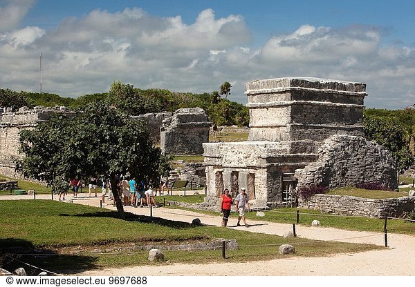 Tourist Ruine Mexiko Mittelamerika Archäologie Maya Quintana Roo Tulum