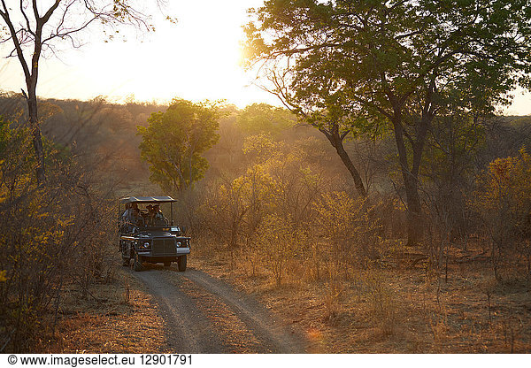 Touristen auf Landkreuzfahrt  Victoriafälle  Simbabwe