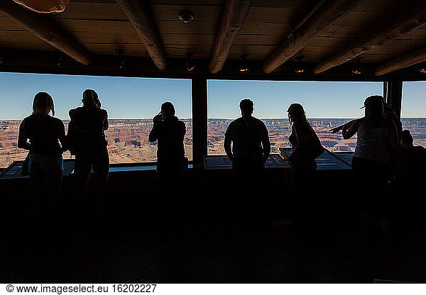 Tourists at Grand Canyon Geology Museum