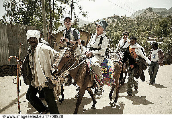 Tourists On Donkeys; Lalibela  Ethiopia