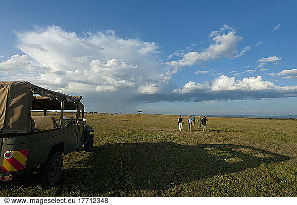 Tourists Setting Off From 4x4 On Walking Safari  Ol Pejeta Conservancy; Kenya
