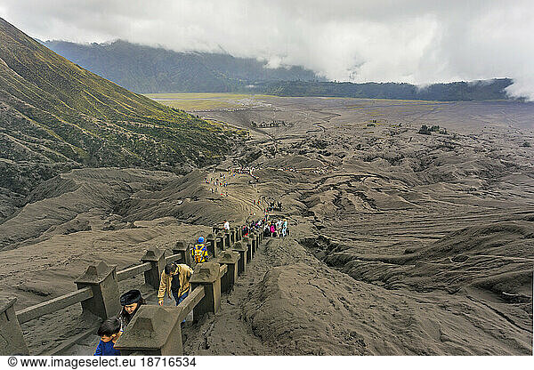 Tourists Travel to Mount Bromo  East Java  Indonesia.