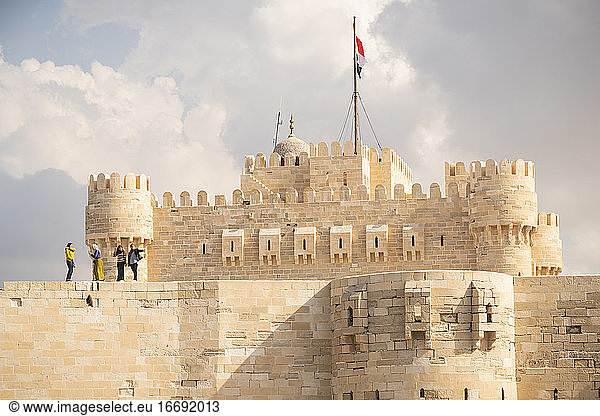 Tourists visit a castle in Alexandria  Egypt