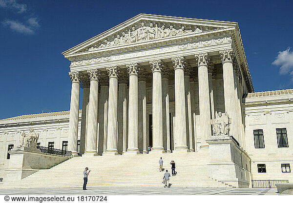 Tourists visit the United States Supreme Court building; Washington  District of Columbia  United States of America