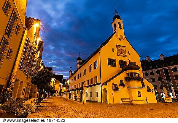Town Hall  Blue Hour  Kempten  Allgäu Alps  Bavaria  Germany  Europe