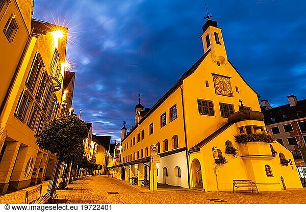 Town Hall  Blue Hour  Kempten  Allgäu Alps  Bavaria  Germany  Europe