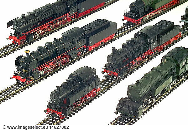 toys  miniature railway  Maerklin locomotive  tracks  Germany  historic  historical  20th century  engine  drive train  steam power  antiquity  antiquities  toy  Made in Germany  clipping  cut out  cut-out  cut-outs