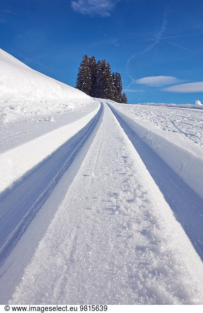 Tracks in deep snow  Kirchberg  Austria