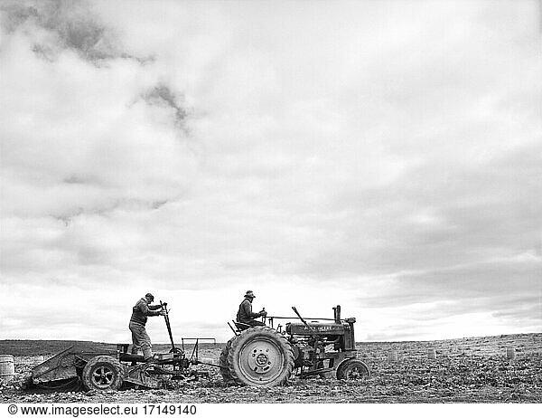 Tractor-Drawn Potato Digger at work on Farm near Caribou Maine USA Jack Delano U.S. Farm Security Administration October 1940