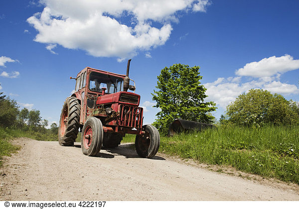 Tractor on country road