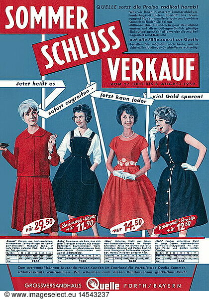 trade  catalogues & flysheets  summer clearance sale  Quelle special catalogue  Germany  1959
