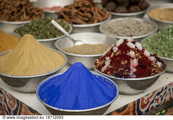 Traditional herbs and spices in an Egyptian spice bazaar