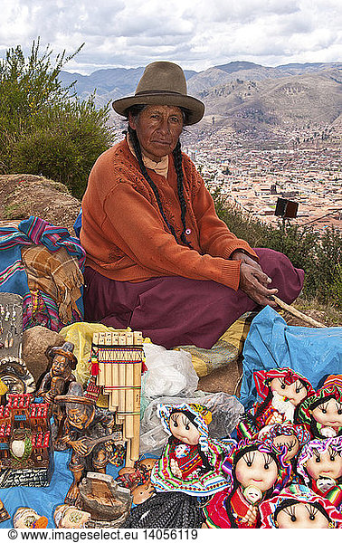 Traditional Peruvian Woman Selling Souvenirs
