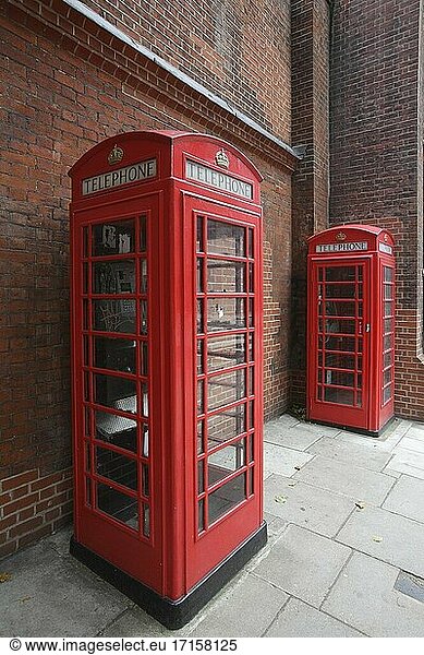 Traditional red telephone box  London  UK.