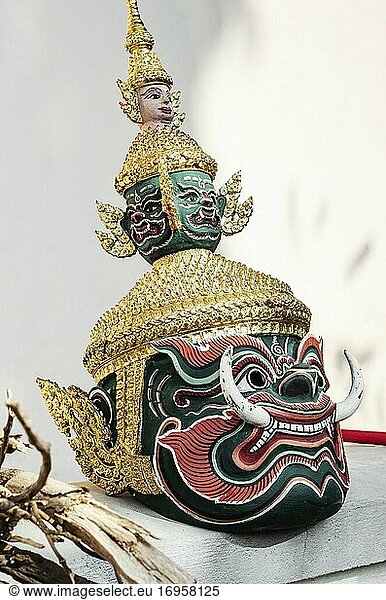 Traditionelle Lakhon-Khol-Maskentanzzeremonie im Wat Svay Andet  einem UNESCO-Kulturerbe in der Provinz Kandal  Kambodscha.