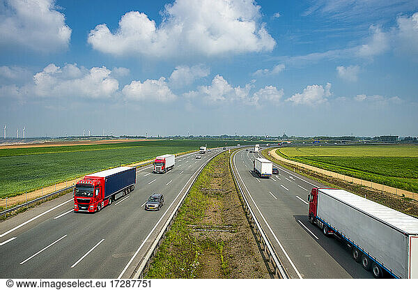 Traffic along Bundesautobahn 44 on sunny day