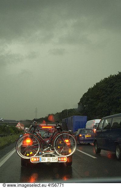Traffic-jam  storm on the autobahn