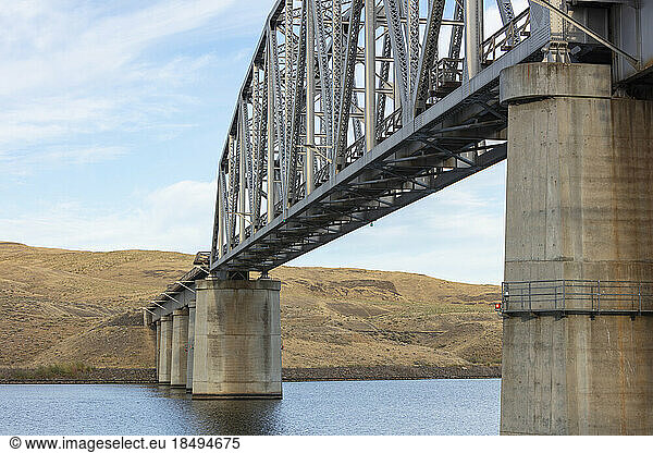 Train bridge over the Snake River  on the Oregon and Washington border  USA