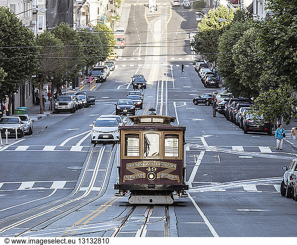 Tramway on city street at San Francisco