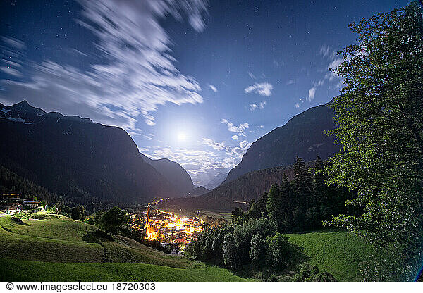 Tranquil Otz Village and valley under a full moon