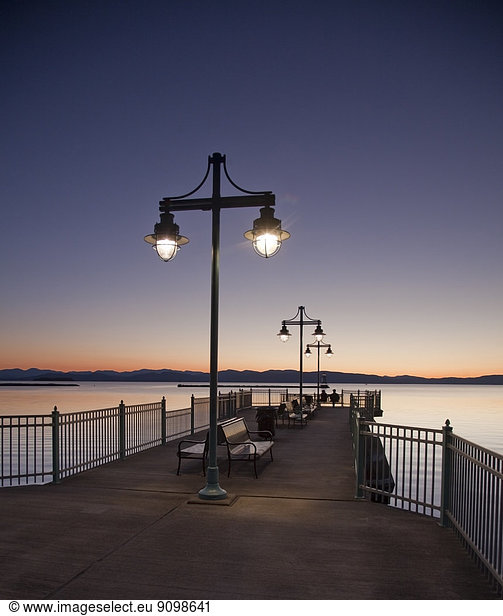 Tranquil pier at sunset
