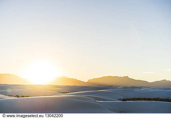 Tranquil scene of White Sands National Monument against clear sky during sunset
