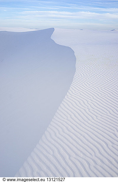 Tranquil view of wave patterns on desert at White Sands National Monument