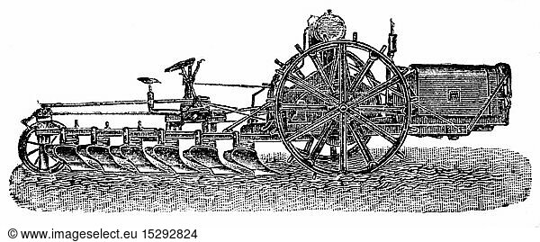 transport / transportation  car  motor plow (1920s)  illustration from Soviet encyclopedia  1926