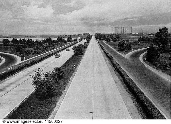 transport / transportation  car  motorway  interzonal route to West Berlin  Hermsdorf interchange  district Stadtroda  1960s