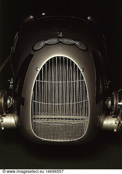 transport / transportation  car  vehicle variants  Auto Union  racing car  year of construction: 1936  detail: engine  historic  historical  20th century  1930s  30s  sports car  number 4  four  open  technics  radiator grill