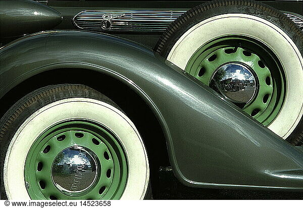 transport / transportation  car  vehicle variants  Chrysler C8 Airstream  Munich  Germany  12.05.2002  21st century  historic  historical  2000s  00s  convertible  cabriolet  convertibles  cabriolets  veteran car  classic car  vintage car  veteran cars  classic cars  vintage cars  year of construction 1936  car  cars  detail  details  mudguard  mud guard  mudwing  fender  mudguards  mudwings  fenders  spare wheel  spare wheels  car tire  car tyre  car tires  car tyres  hubcap  hub cap  wheel hub cap  wheel embellisher  streamlined  pattern  patterns  1930s