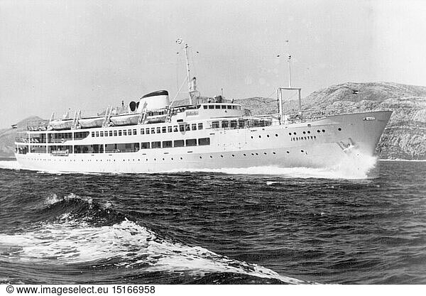 transport / transportation  navigation  steamship  Yugoslavian cruiser 'Jedinstvo'  view  picture postcard  1960s