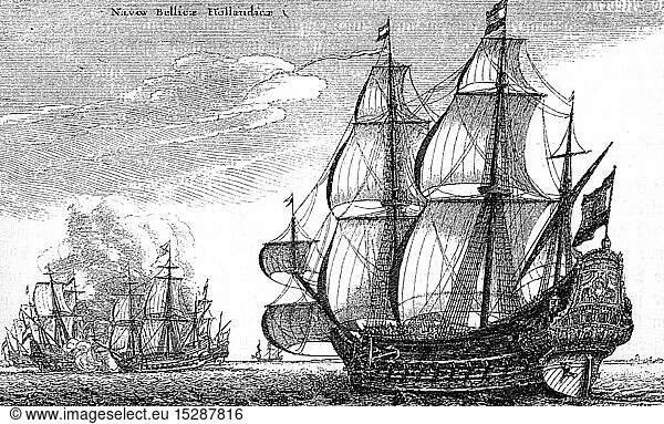 transport / transportation  navigation  warship  Dutch full-rigged pinnace  etching by Wenzel Hollar  1st half 17th century  Dutch navy  United Netherlands  Dutch States-General  man-of-war  threemasted vessel  sailing ship  sailing ships  square-rigger  naval action  naval actions  fight  fights  ocean  sea  seas  sail  sails  military  armed forces  naval forces  navy  no-people  transport  transportation  warship  warships  etching  etchings  historic  historical