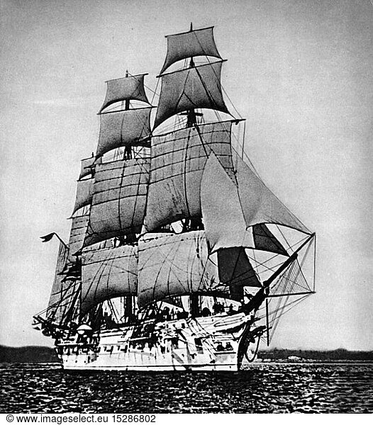 transport / transportation  navigation  warships  German corvette SMS Gneisenau  circa 1885