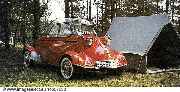 transport / transporting  car  Messerschmitt  tent  1950s