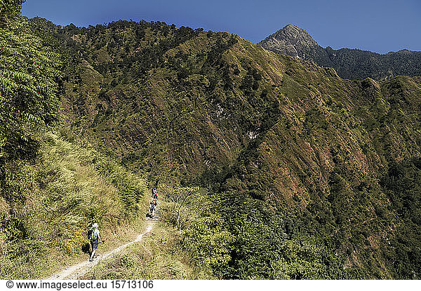 Trekking group at Dobang  Dhaulagiri Circuit Trek  Himalaya  Nepal