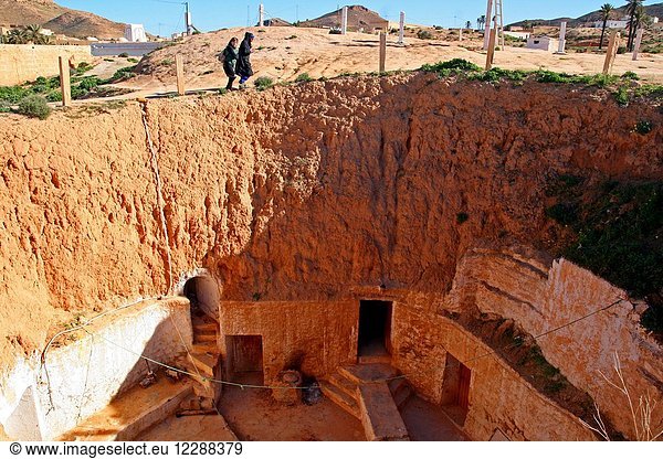 Troglodyte houses  traditional Berber constructions  Matmata  Tunisia
