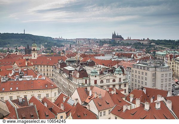 Tschechische Republik Tschechien Ansicht Prag Hauptstadt Luftbild Fernsehantenne