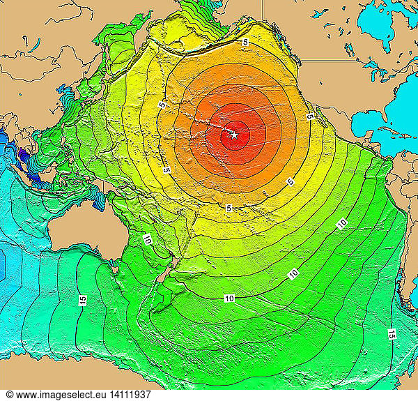 Tsunami Map  Hawaii Earthquake  1975