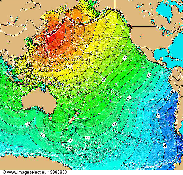 Tsunami Map  Hokkaido Earthquake  1952