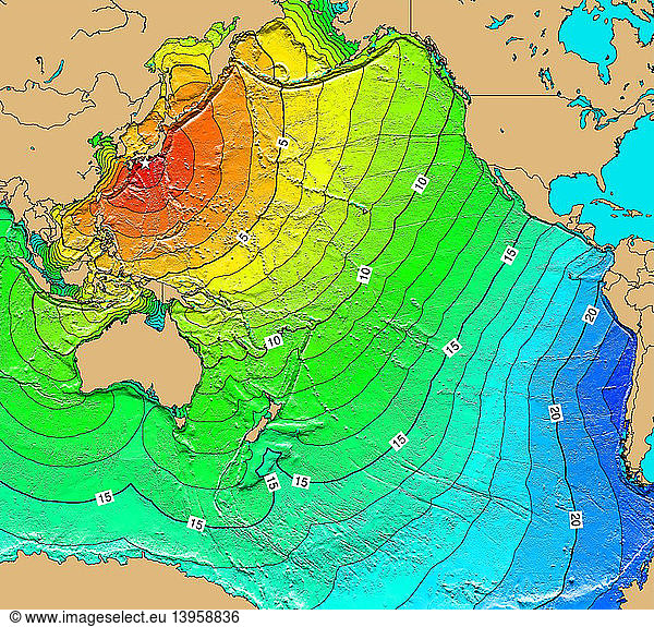 Tsunami Map  Honshu Earthquake  1946